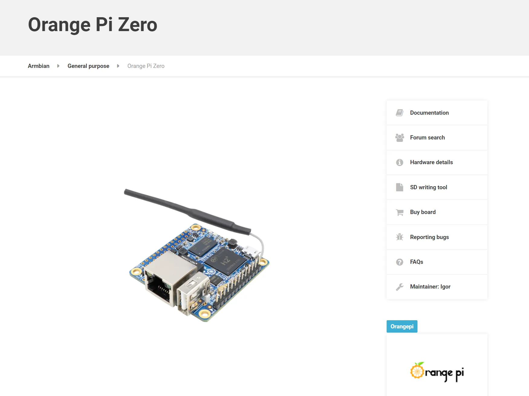 Armbian官网里的orange pi zero项目