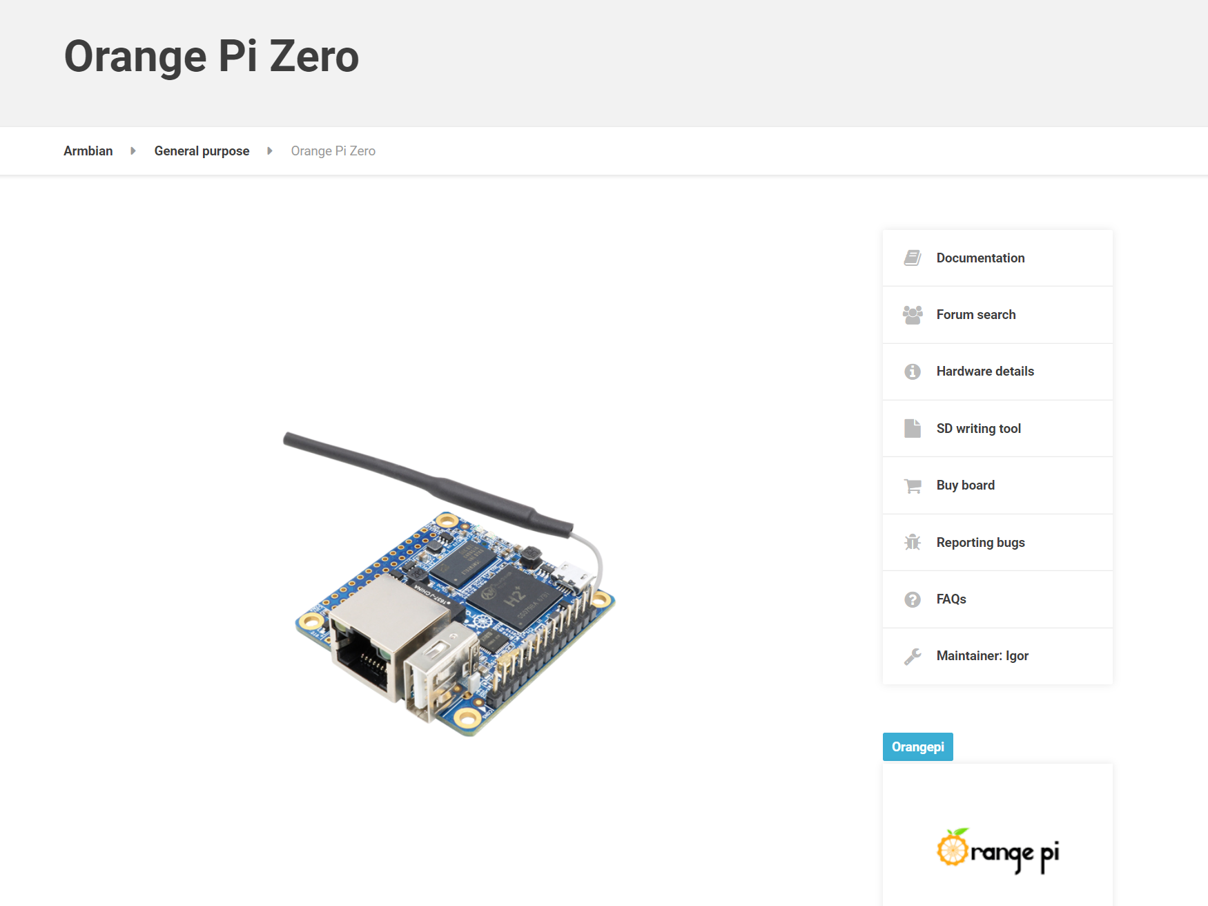Armbian官网里的orange pi zero项目